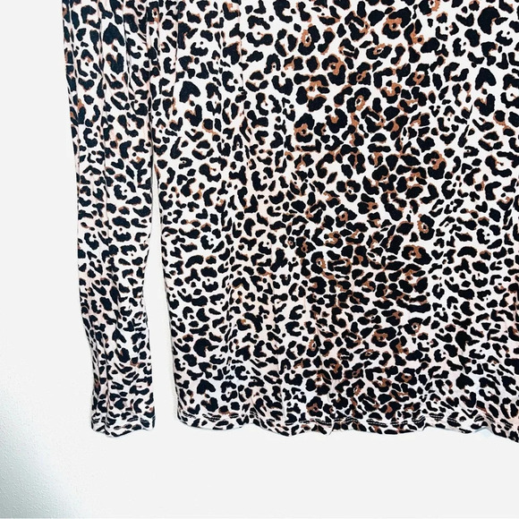 Maurices 24/7 Cream Brown Leopard Print Crew Neck Long Sleeve Tee Large Women’s - Picture 5 of 11